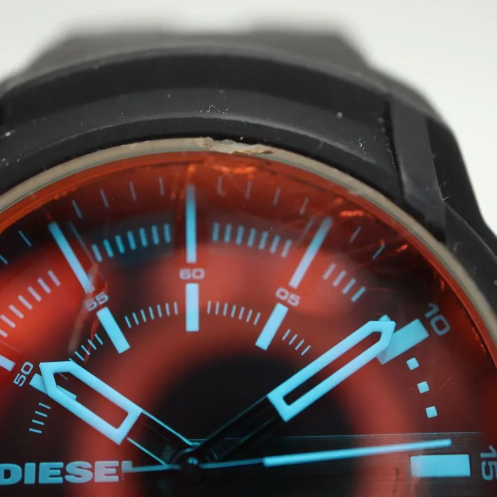 Diesel Armbar Black Mens 44mm Watch Iridescent Crystal DZ1819 w New Battery